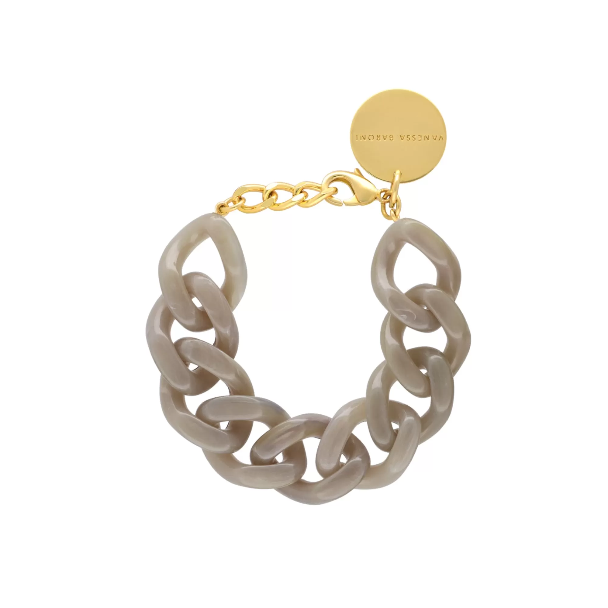 New Vanessa Baroni Flat Chain Bracelet Greige Marble