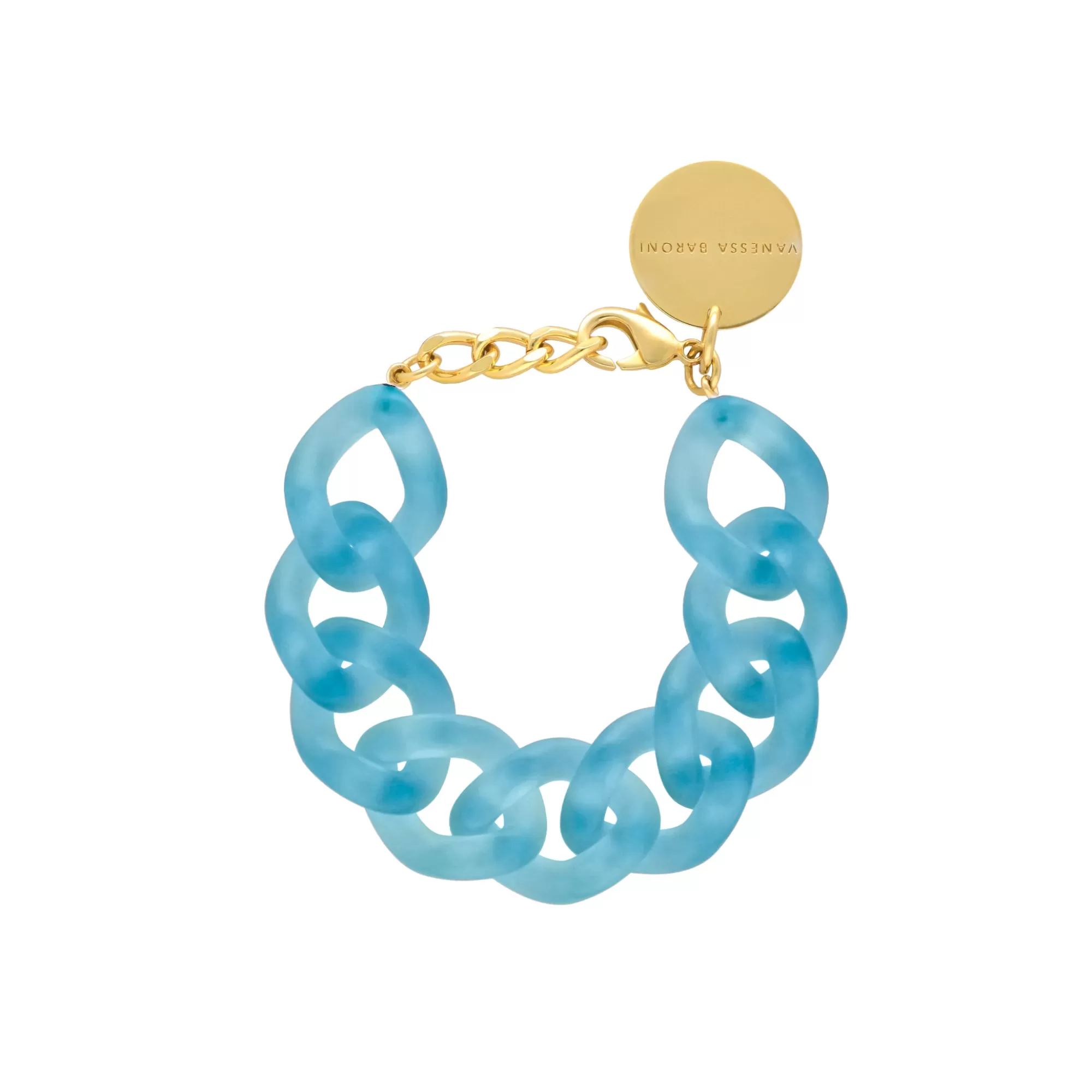 Shop Vanessa Baroni Flat Chain Bracelet Iced Blue