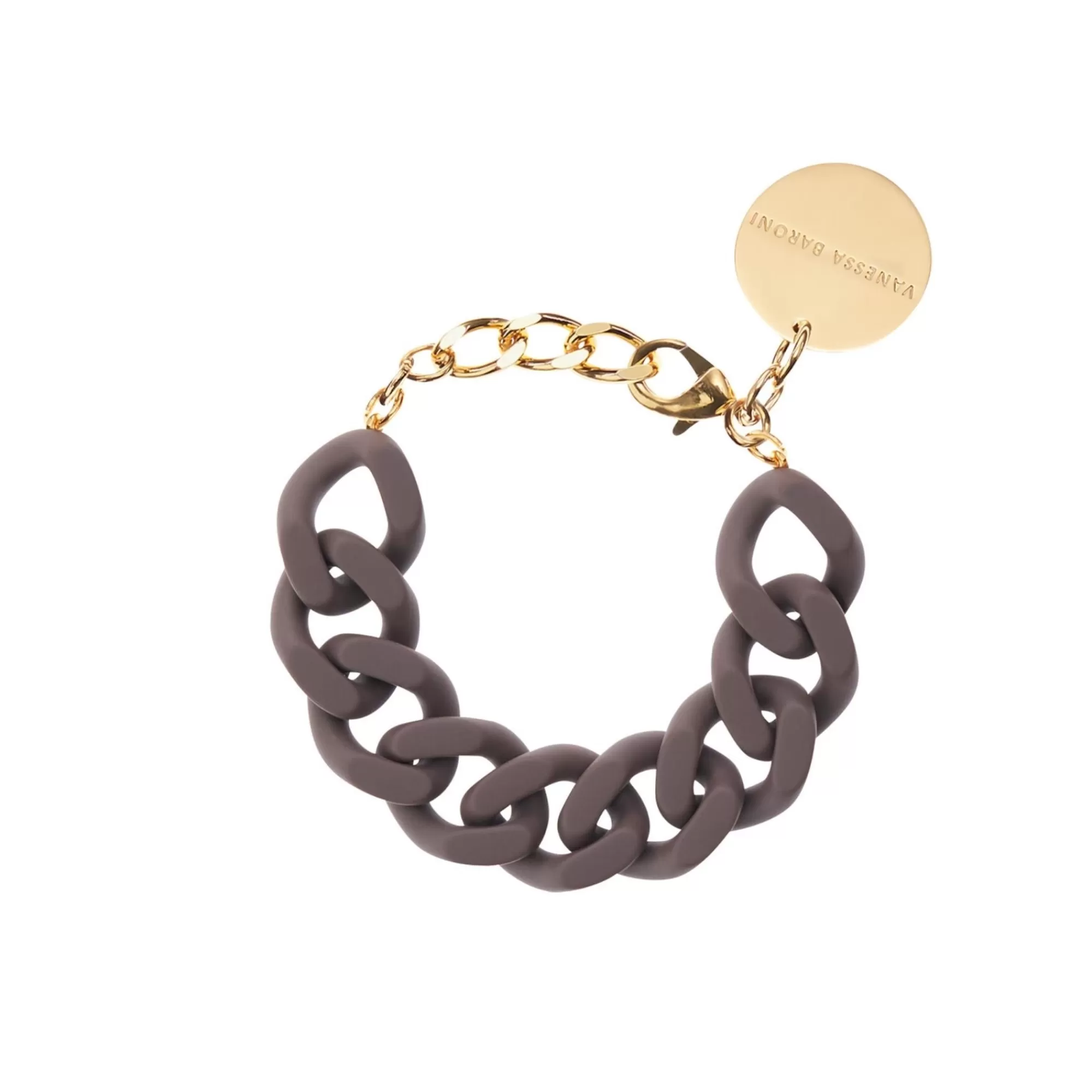 Shop Vanessa Baroni Flat Chain Bracelet Matt Taupe