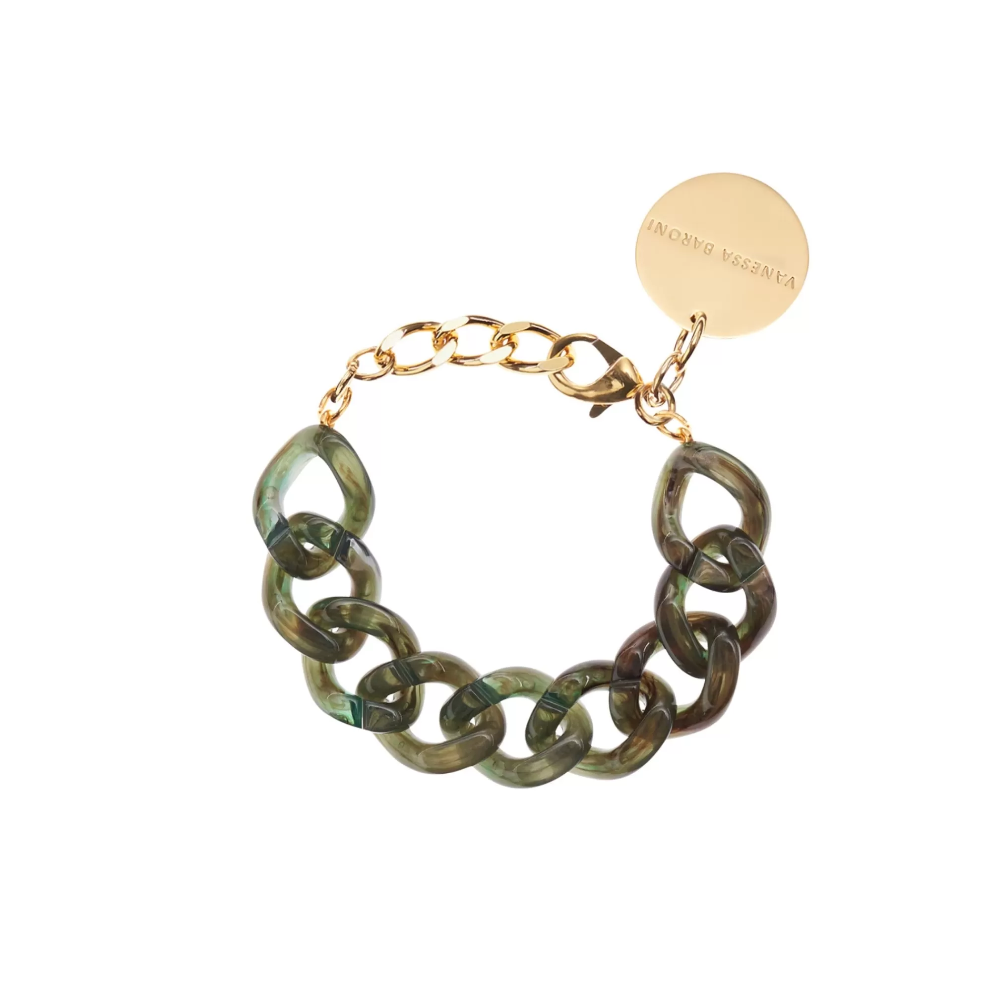 Cheap Vanessa Baroni Flat Chain Bracelet Olive Marble