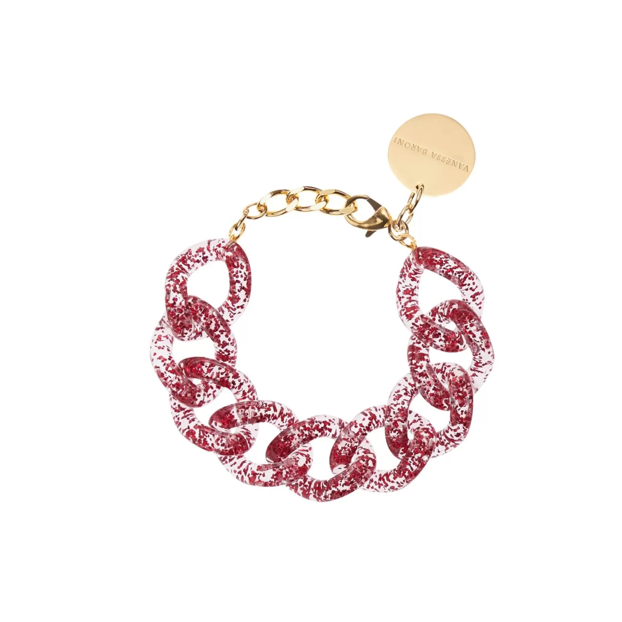 Store Vanessa Baroni Flat Chain Bracelet Red Glitter