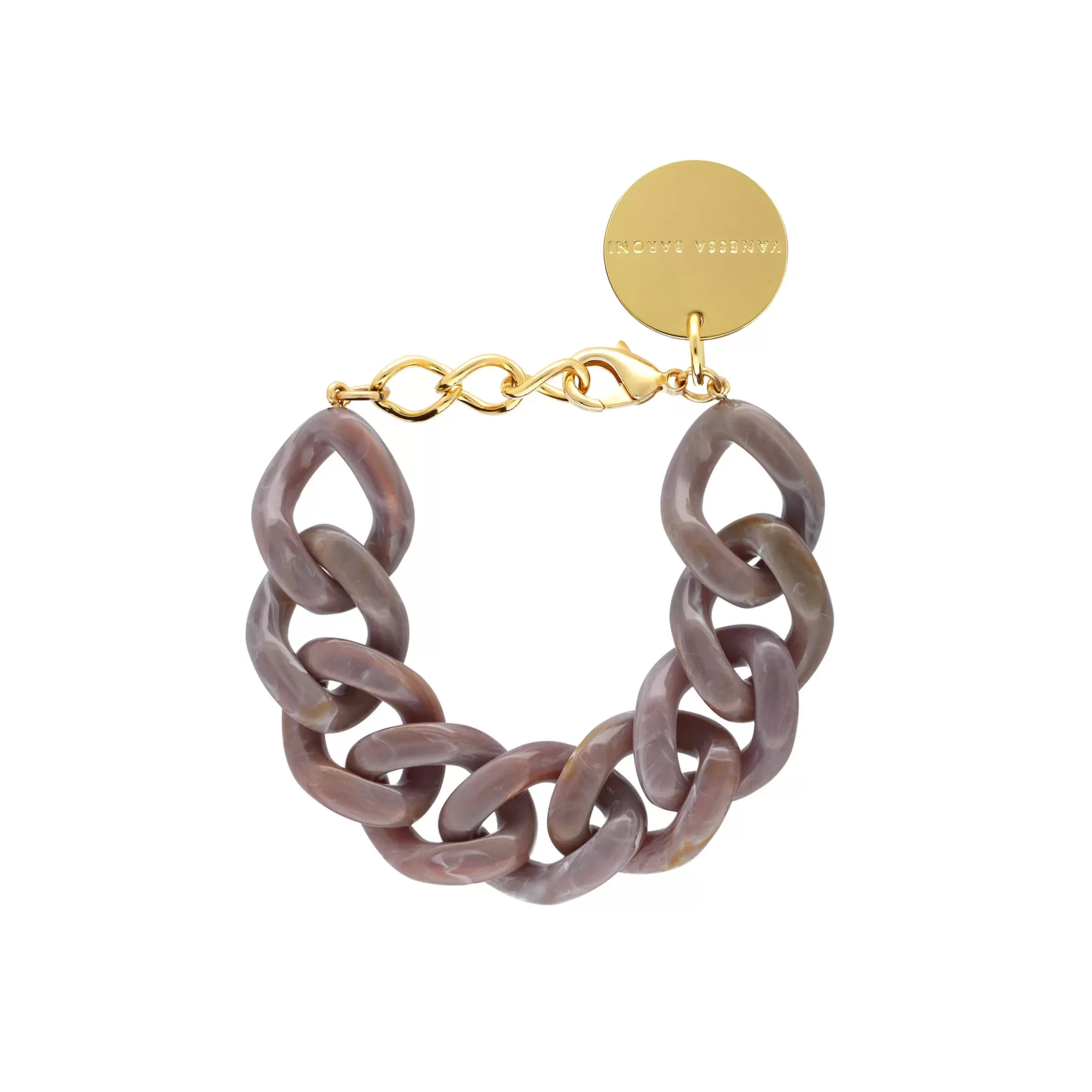 Discount Vanessa Baroni Flat Chain Bracelet Taupe Marble