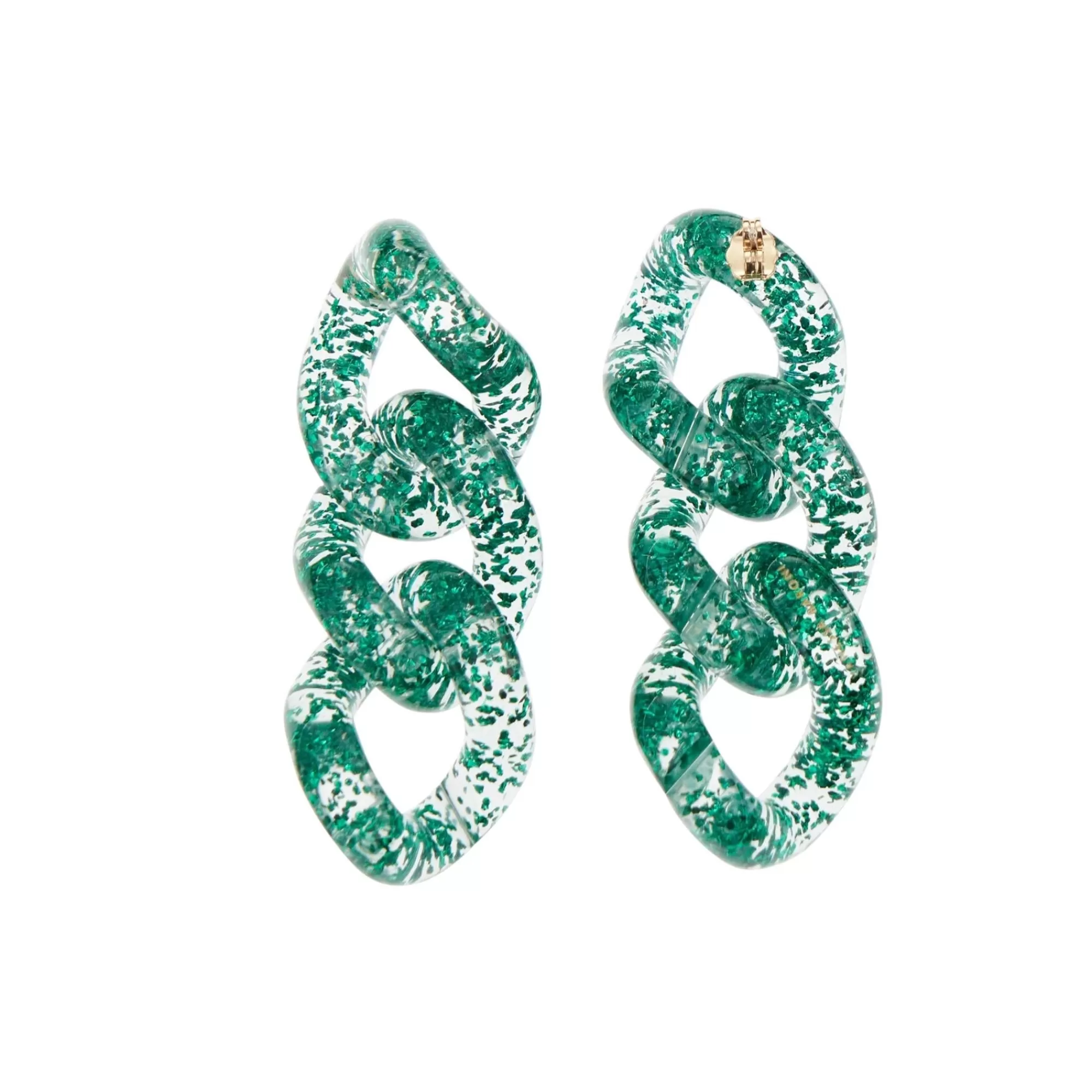 Sale Vanessa Baroni Flat Chain Earring Green Glitter