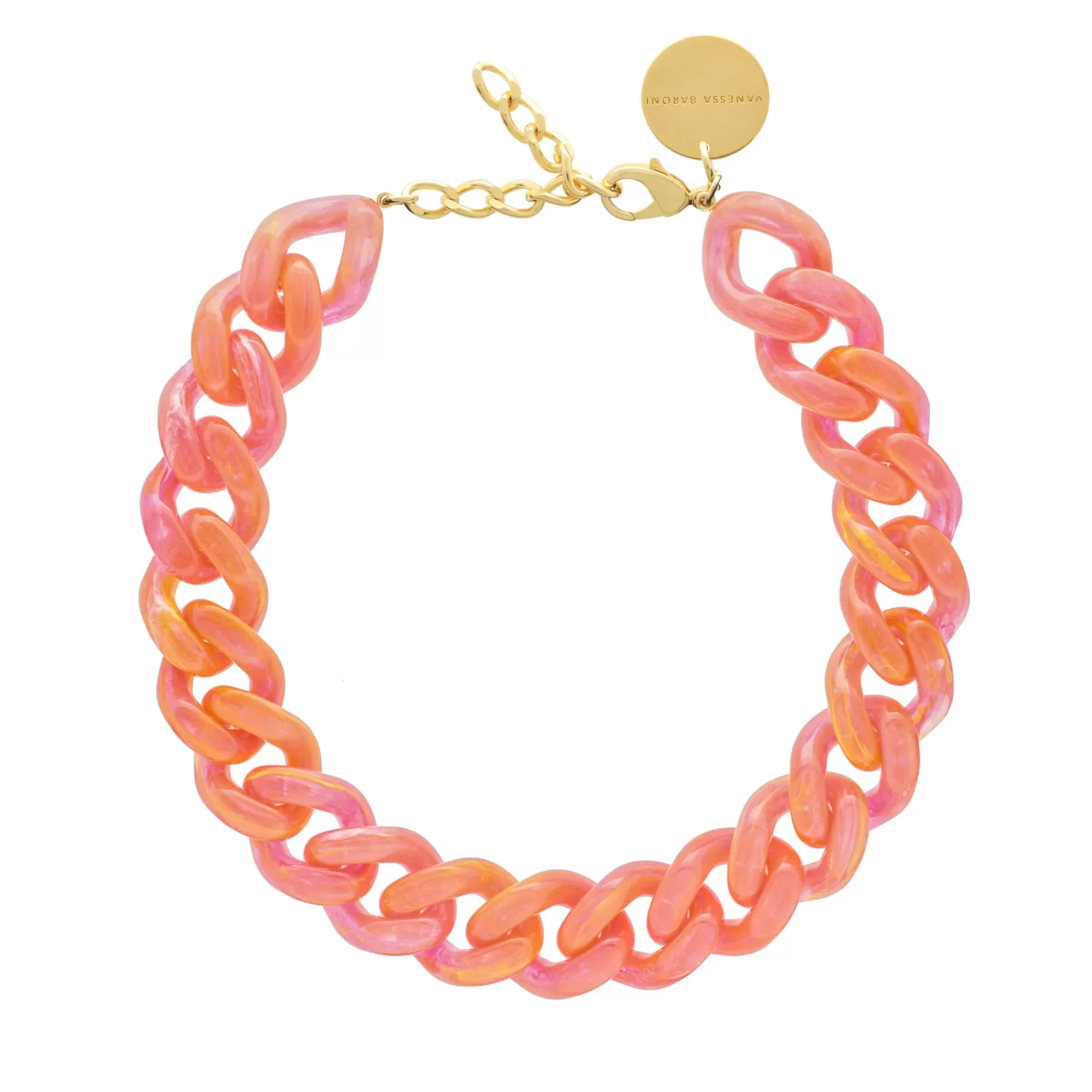 Store Vanessa Baroni Flat Chain Necklace Campari Orange