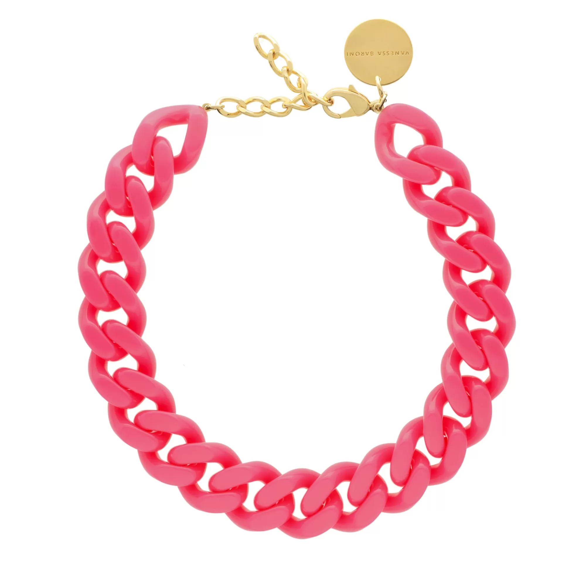 Discount Vanessa Baroni Flat Chain Necklace Pink