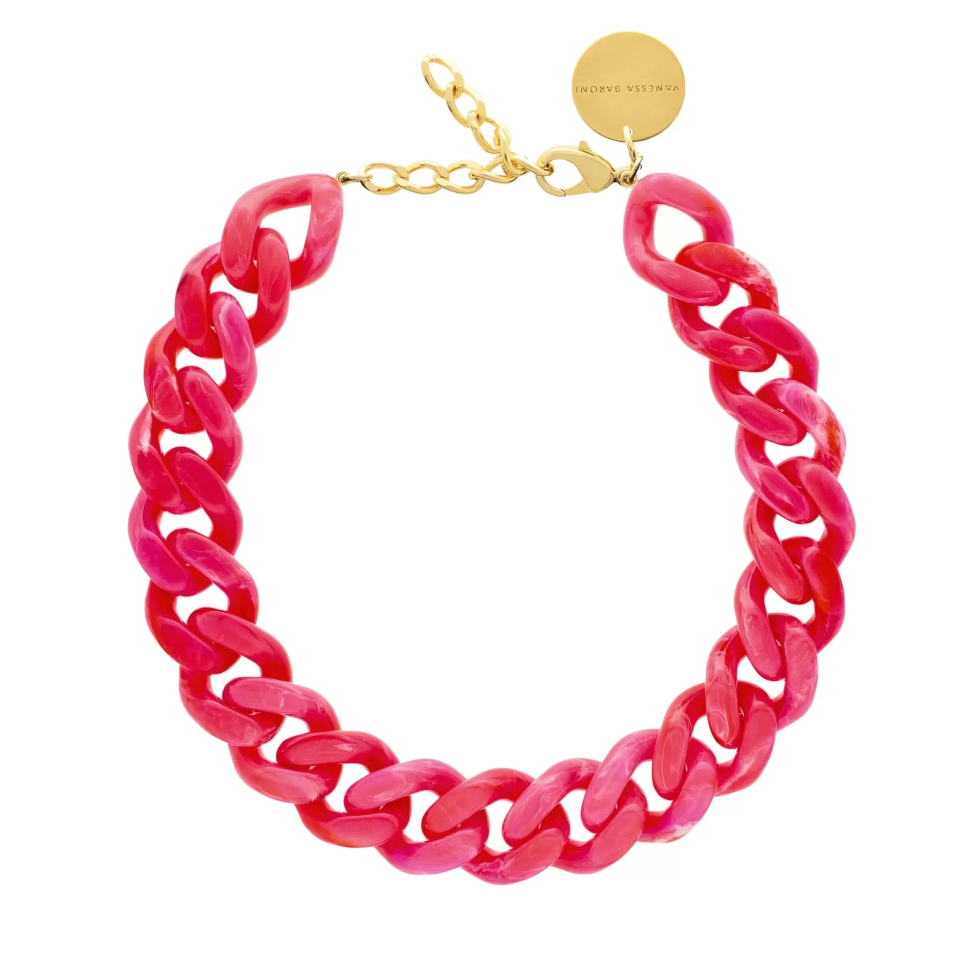 Online Vanessa Baroni Flat Chain Necklace Pink Marble