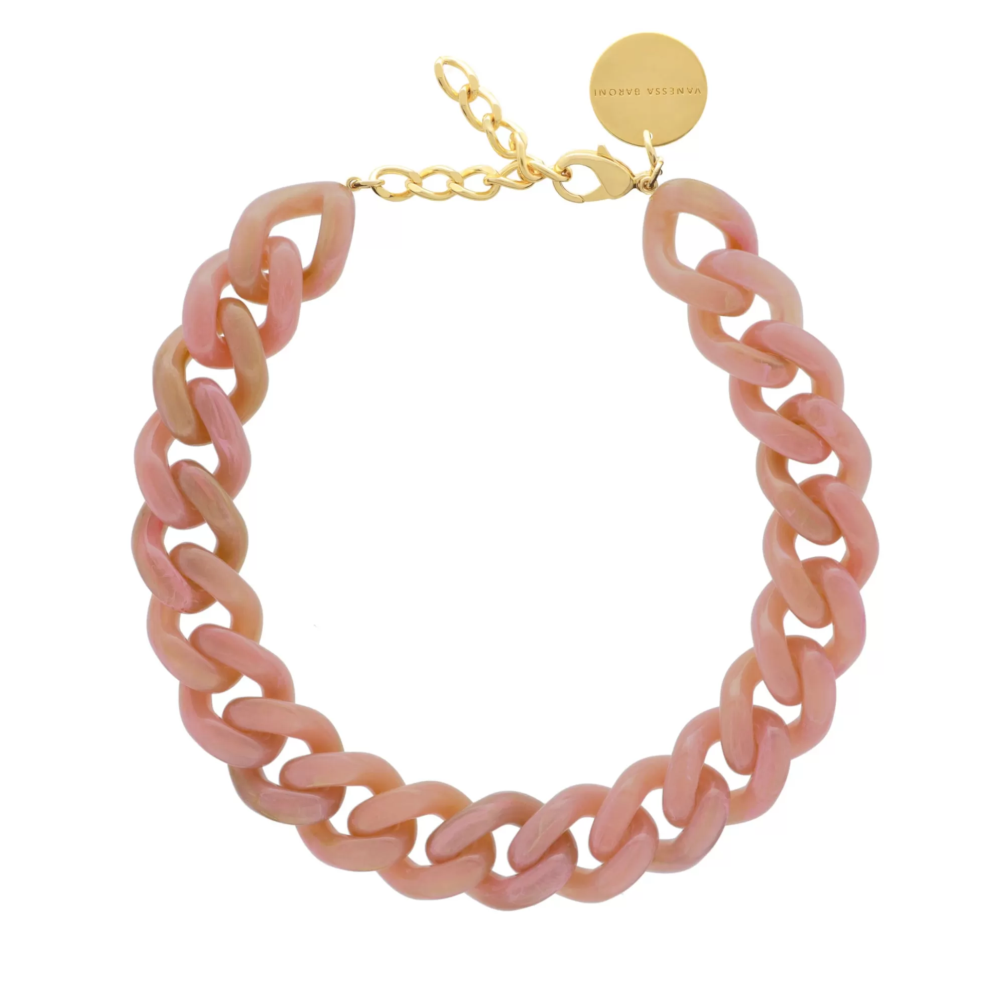 Discount Vanessa Baroni Flat Chain Necklace Rose Marble