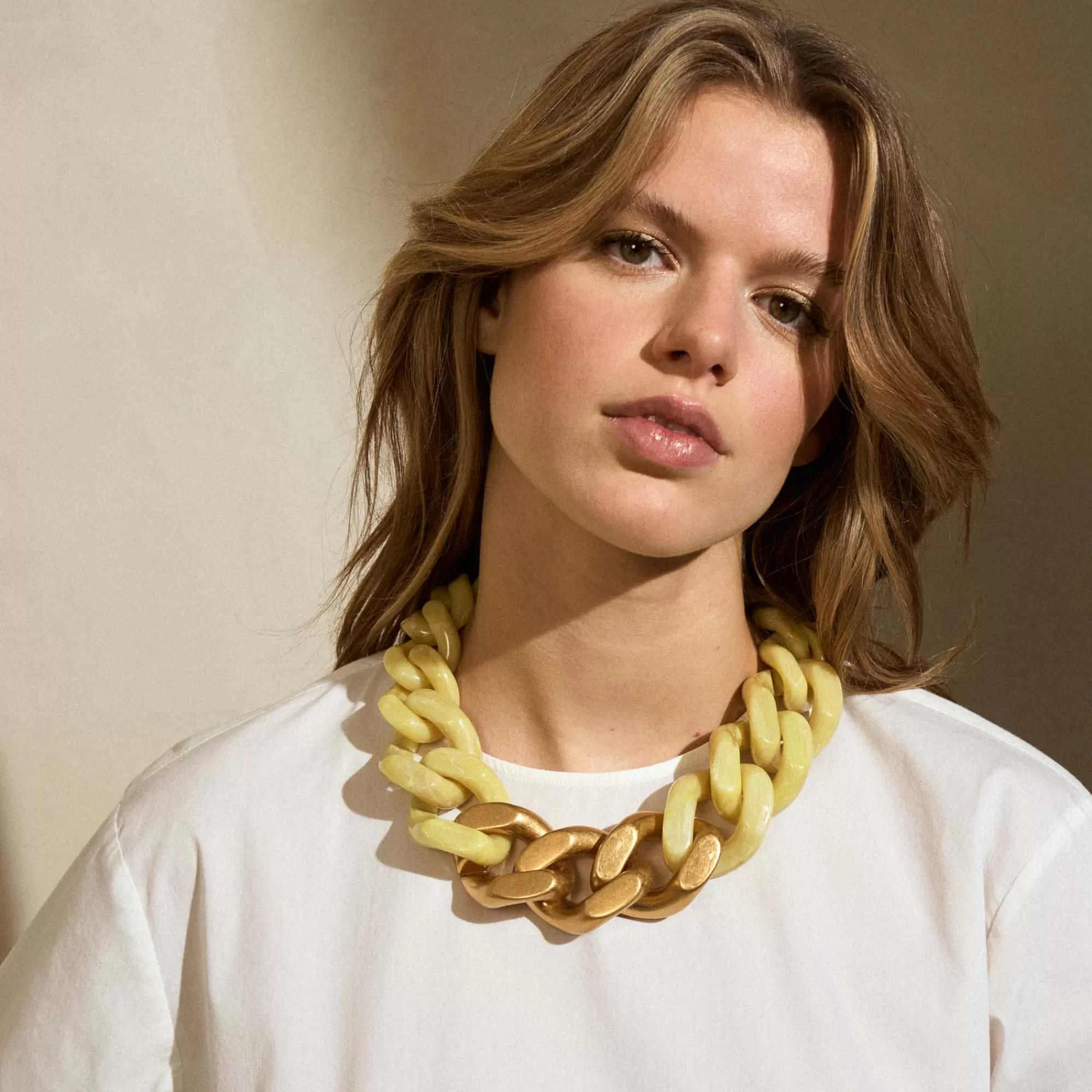 Best Sale Vanessa Baroni Great Necklace With Gold - Yellow Marble