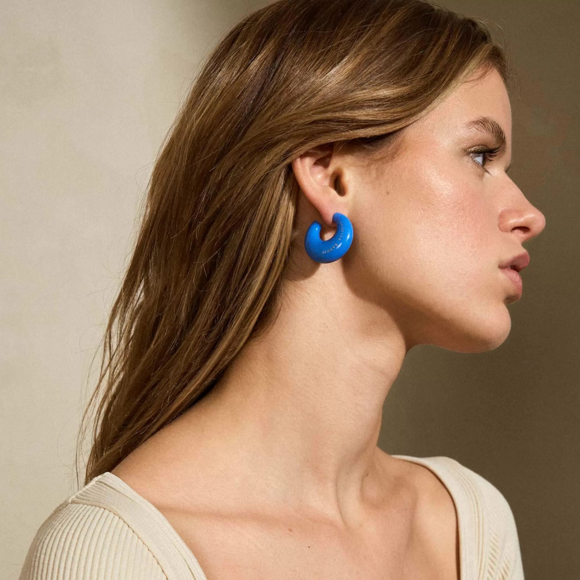 Shop Vanessa Baroni Moon Earring Blue