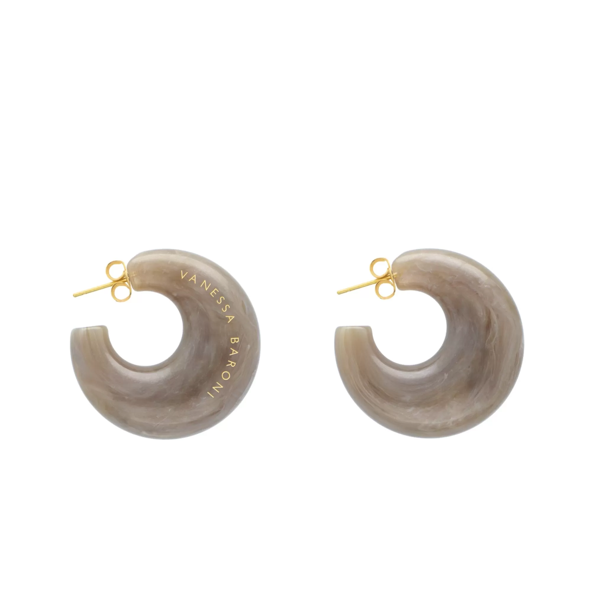 Hot Vanessa Baroni Moon Earring Greige Marble