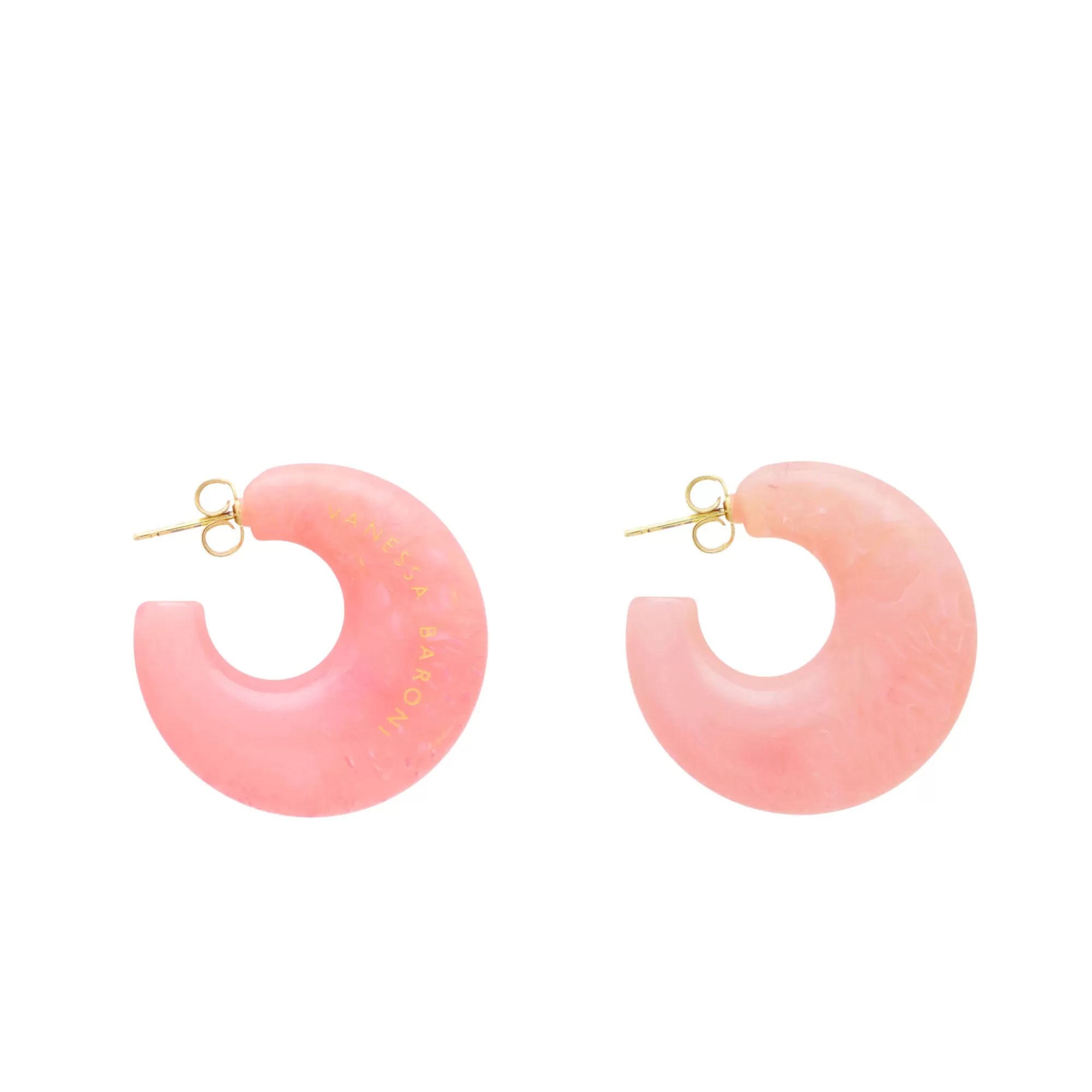 New Vanessa Baroni Moon Earring Neon Pink Marble