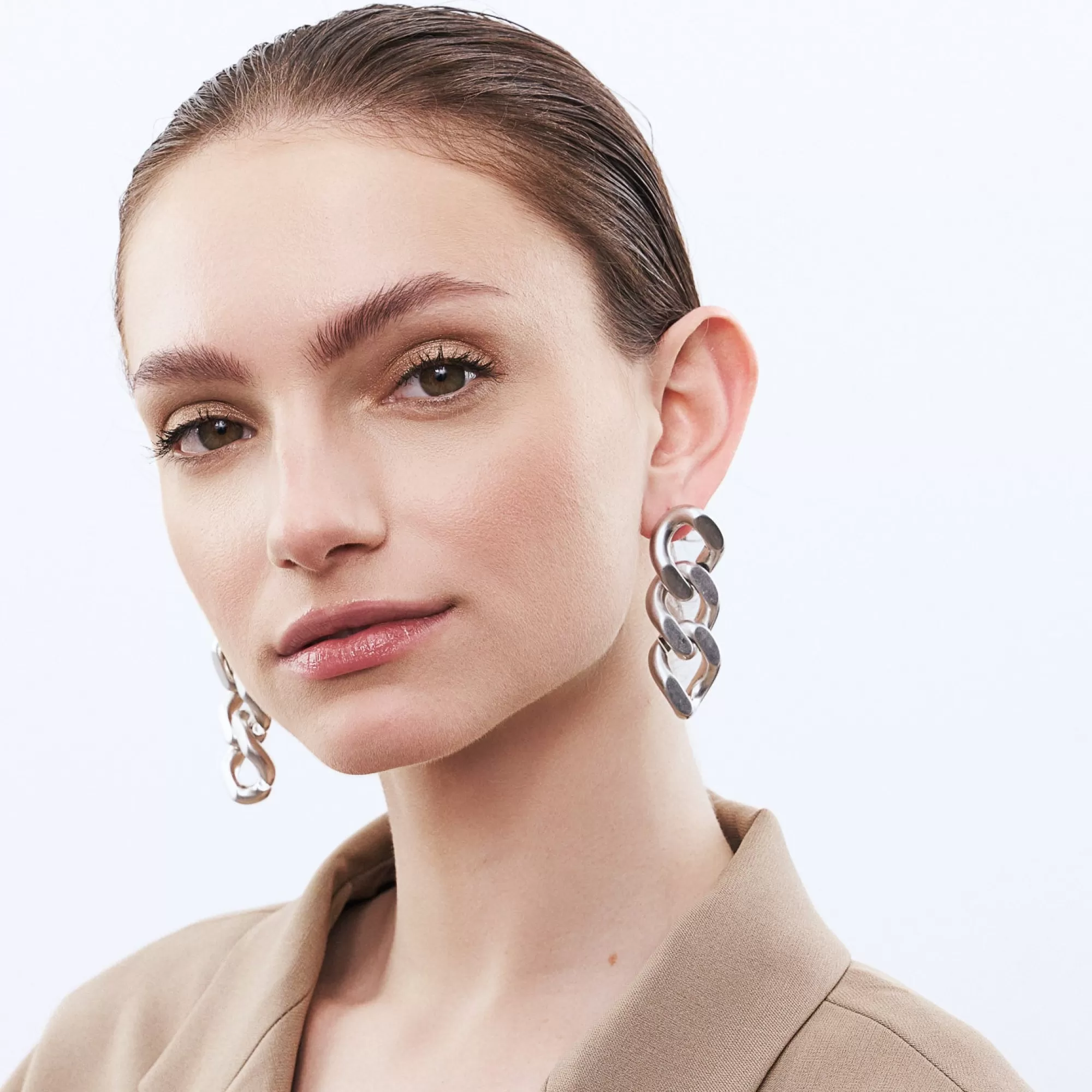 Best Sale Vanessa Baroni New Flat Chain Earring Silver Vintage