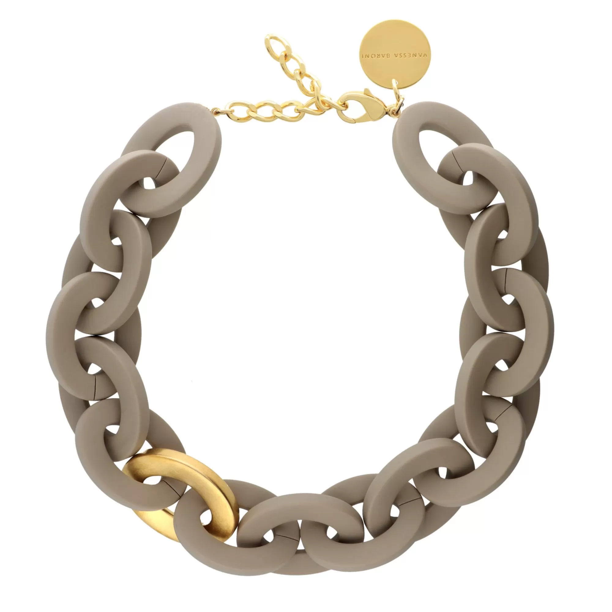 Discount Vanessa Baroni Oval Necklace Short With Gold - Matt Light Taupe