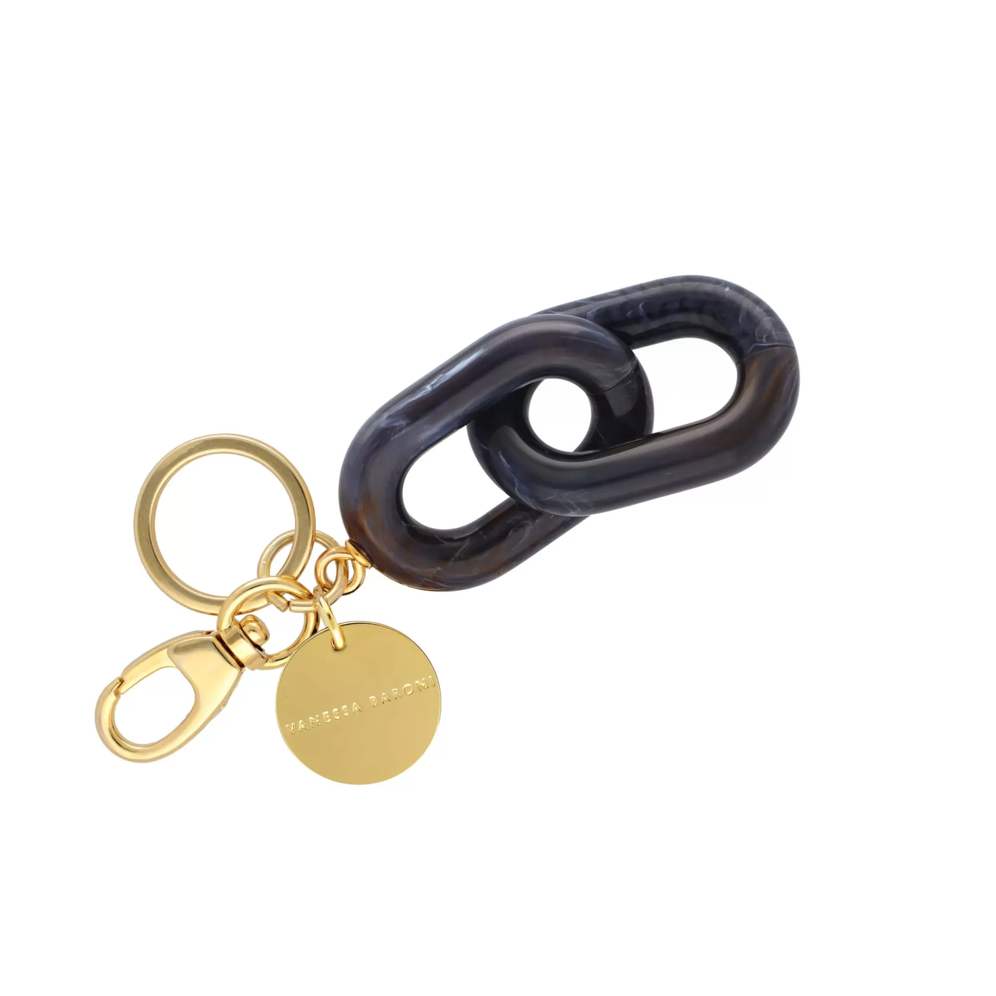 Clearance Vanessa Baroni Round Chain Key Ring Blue Multicolor