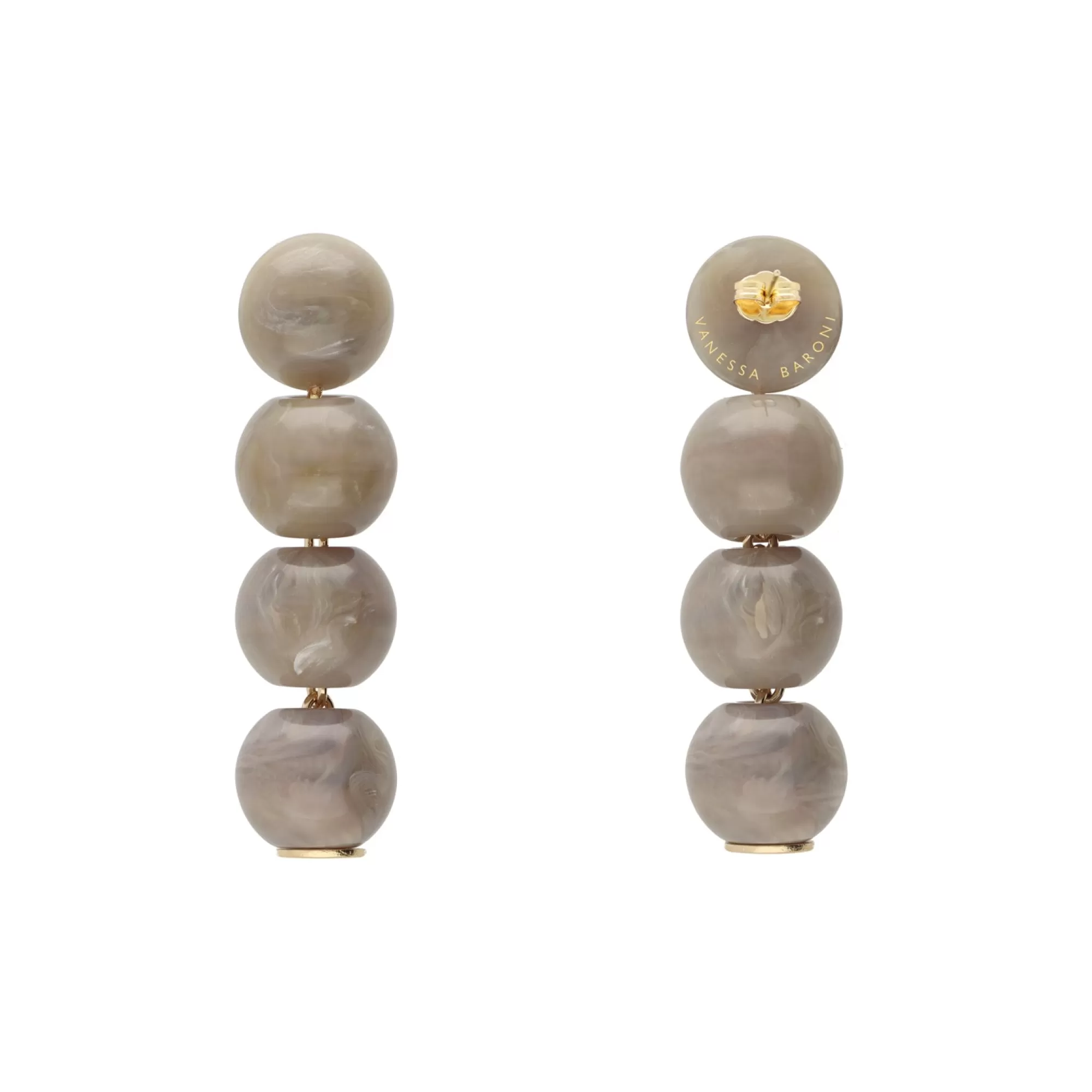 Sale Vanessa Baroni Small Beads Earring Greige Marble