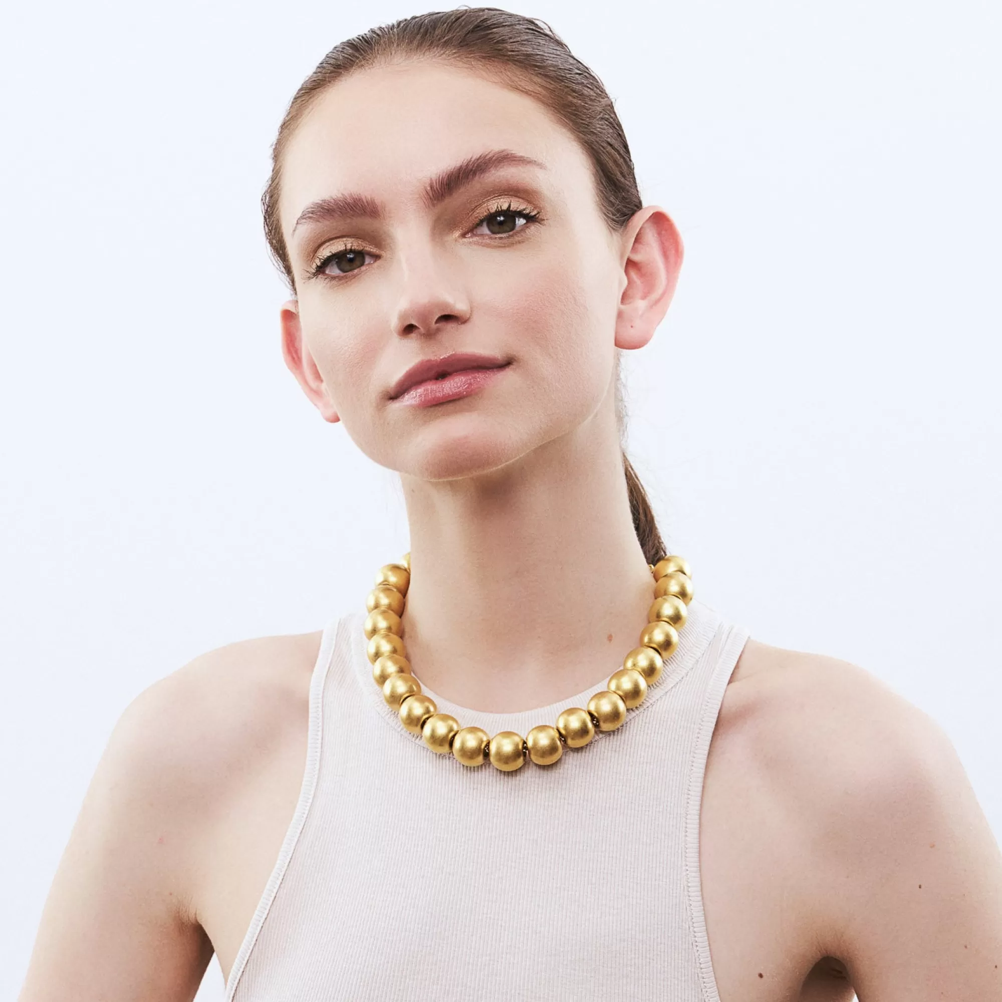 Sale Vanessa Baroni Small Beads Necklace Short Gold Vintage