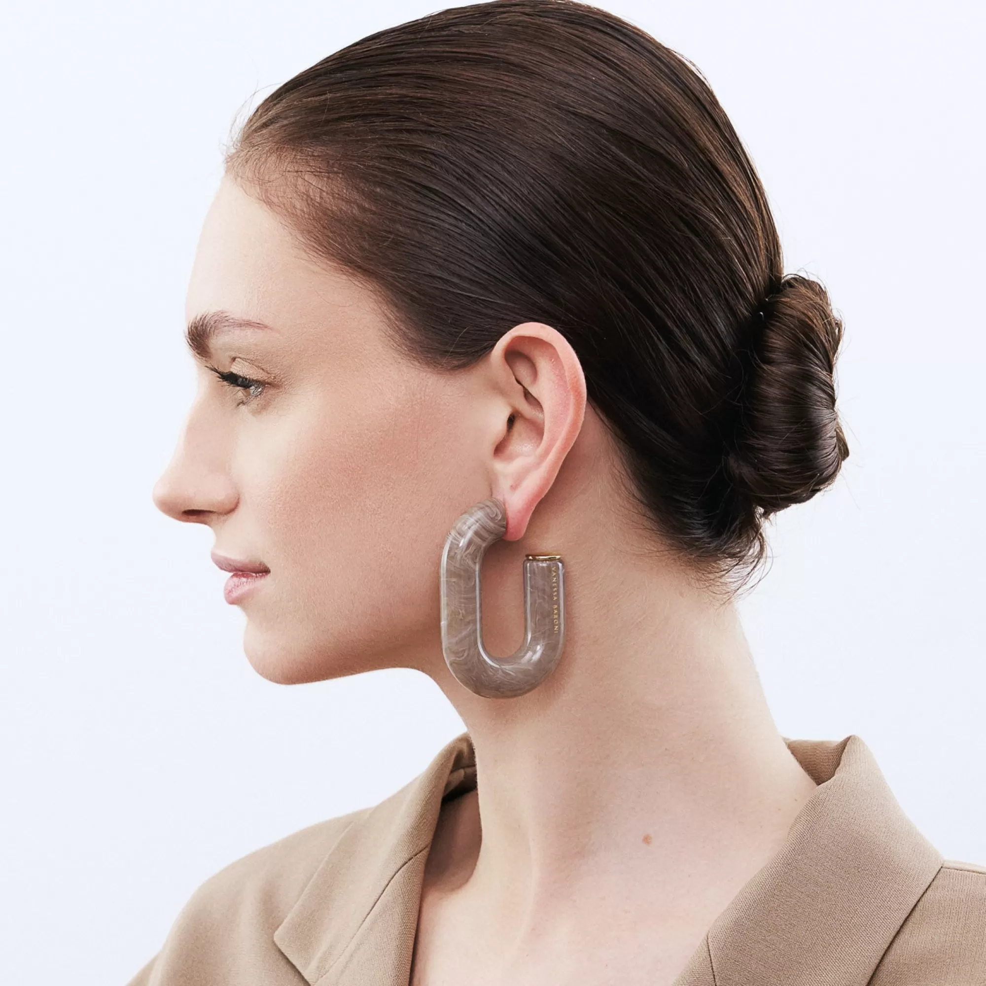 Online Vanessa Baroni Tube Earring Greige Marble